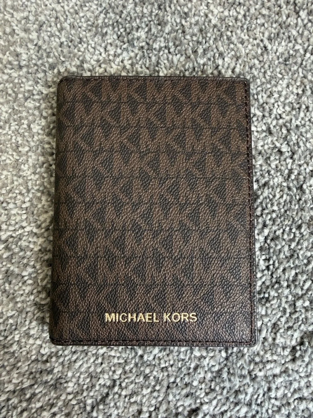 Michael Kors Brown MK Logo Passport Holder